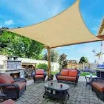 LOVE STORY 12' x 12' Square Sun Shade Sail Canopy UV Block Shade Sails Sunshade for Patio Garden Outdoor, Sand