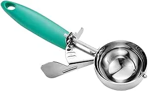 Portion Scoop, 2.75 OZ Disher Scoop, #16 Cookie Scoop, 5.5 Tbsp Cookie Dough Scoop, Green Handle, for Portion Control, Cookie Dough, Cupcake Batter, Ice Cream