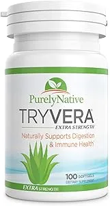 TRYVERA Extra Strength Aloe Vera Gels - Relieves Bouts of Painful Symptoms Associated with Interstitial Cystitis, Leaky Gut, Constipation, Irritable Bowel Syndrome, Ulcerative Colitis, 100 Softgels