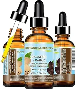 Botanical Beauty CACAY Kahai OIL 100% Pure Natural Virgin Unrefined WILD GROW Anti Wrinkle Face Oil Natural Retinol Vitamin A, Vitamin E. 0.5 Fl.oz.- 15 ml