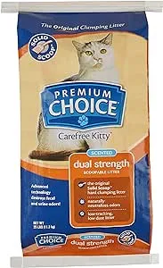 Premium Choice Carefree Kitty Unscented All-Natural Clumping Cat Litter - 25lb Bag (Packaging May Vary)