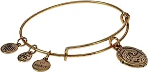 Alex and Ani Path of Symbols Expandable Bangle for Women, Wave Charm, Rafaelian Gold Finish, 2 to 3.5 in (A21EBWVERG)