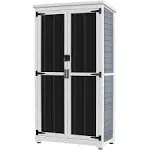 GDLF Outdoor Storage Cabinet Wood & Metal Garden Shed with Waterproof Roof and Sturdy Lockable Doors 66"