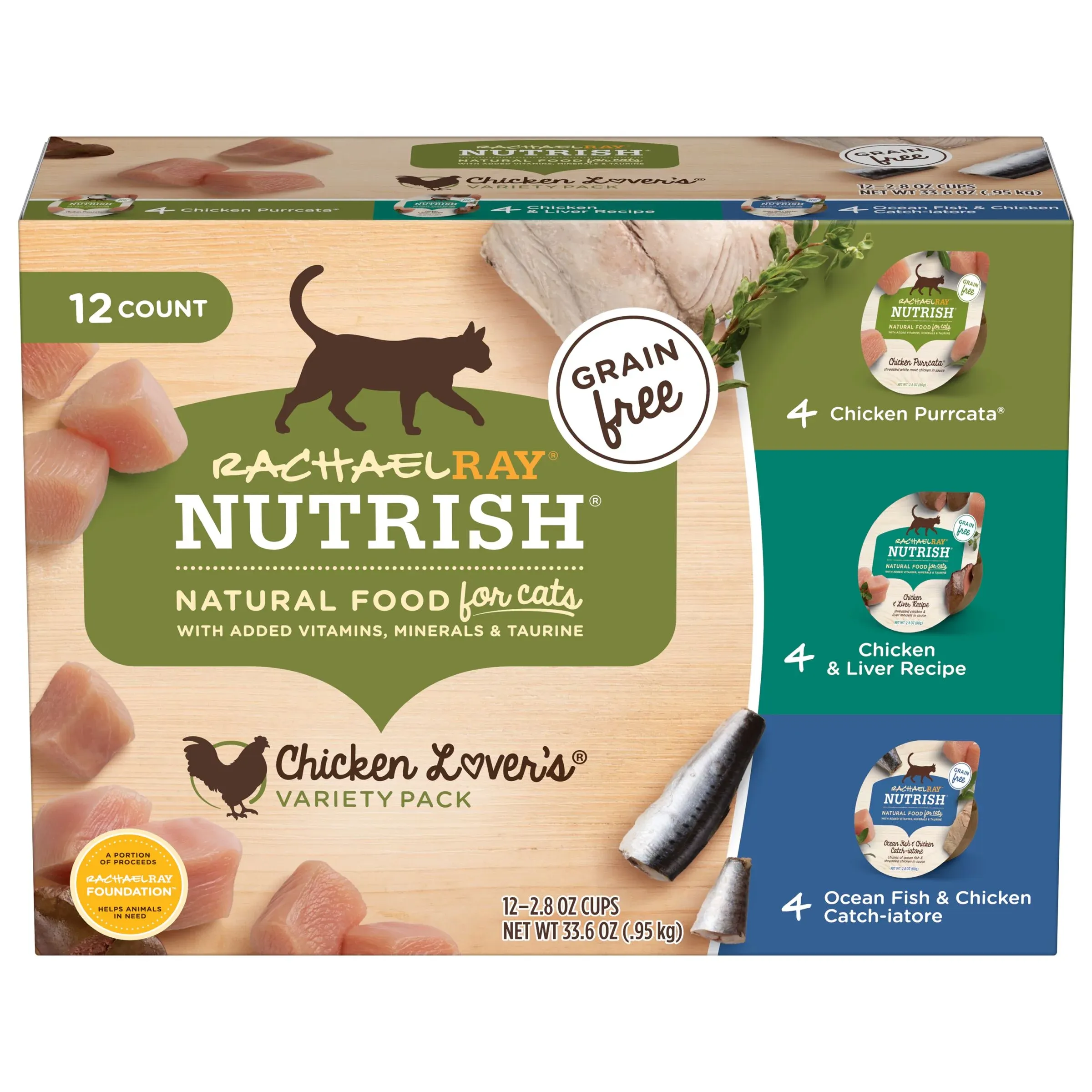 Rachael Ray Nutrish Natural Fish Lovers Variety Pack Wet Cat Food - 12 count, 2.8 oz tubs