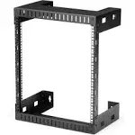 StarTech.com 12U 19" Wall Mount Network Rack, 12" Deep 2 Post Open Frame Server Room Rack for Data-AV-IT-Computer Equipment-Patch Panel with Cage Nuts & Screws 200lb Weight Capacity, Black