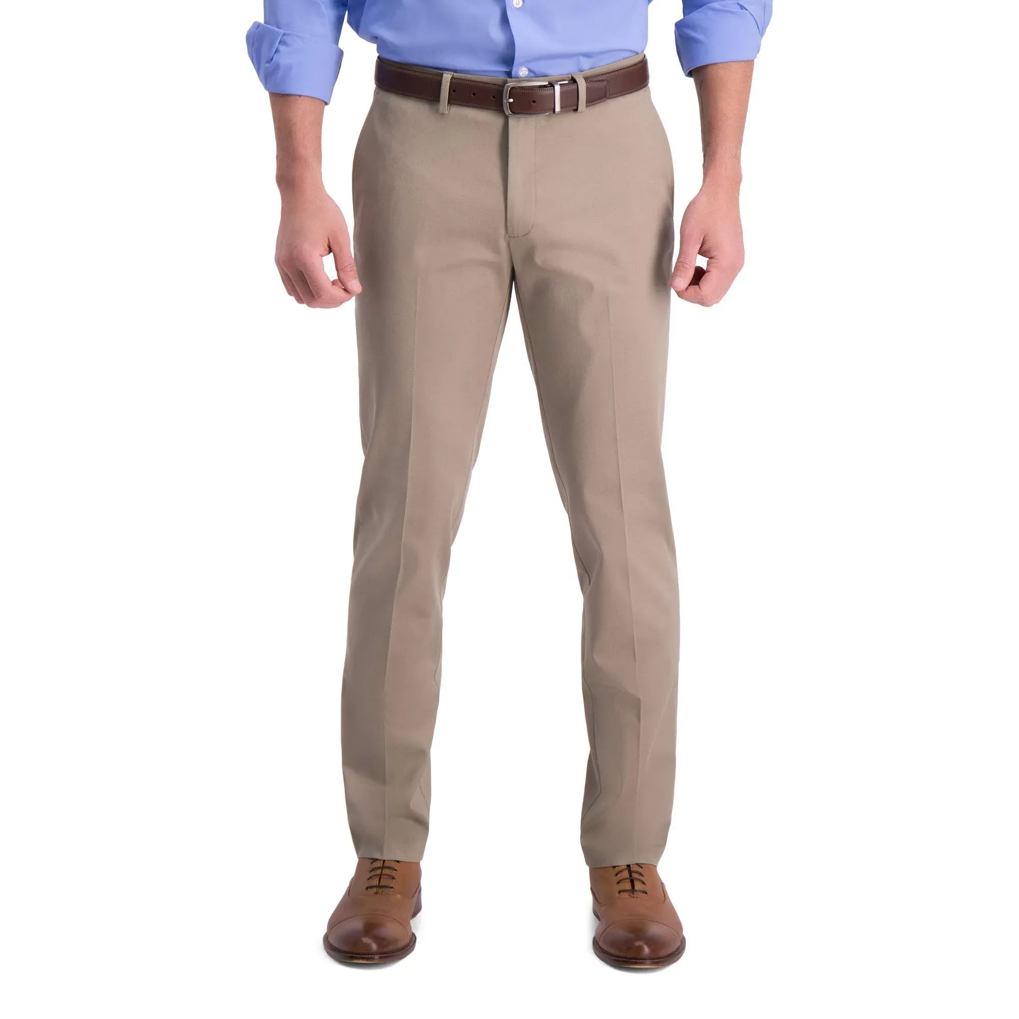 Haggar Men's Iron Free Premium Khaki Slim-Fit Flat-Front Pant - Med Khaki