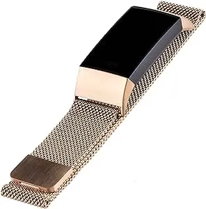 WITHit  2 Rose Gold Stainless Steel Mesh Band For Fitbit Charge 3 &amp; Charge 4