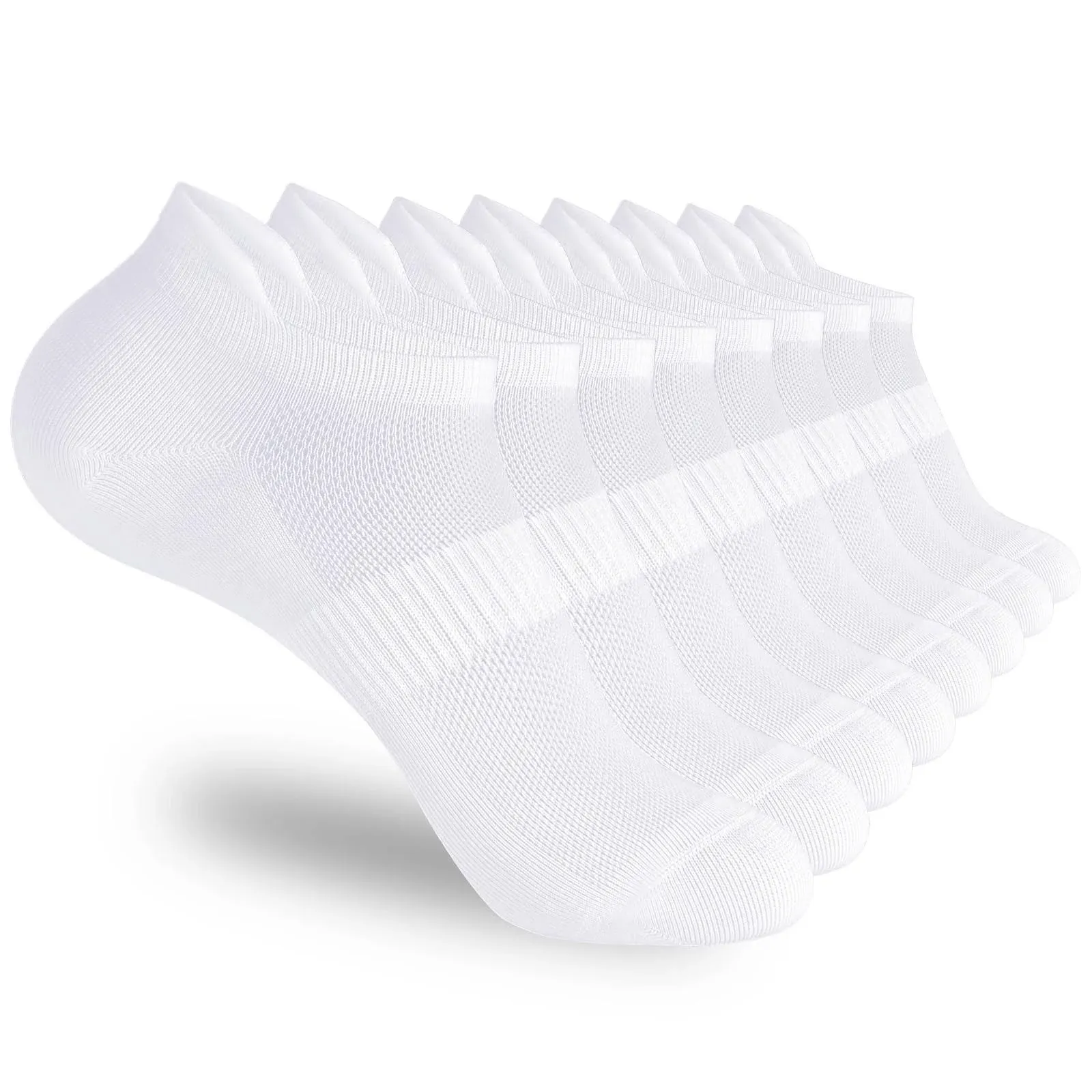 Corlap 8 Pairs Ankle Athletic Running Socks White Soft Thin Low Cut Short Tab Socks for Men and Women