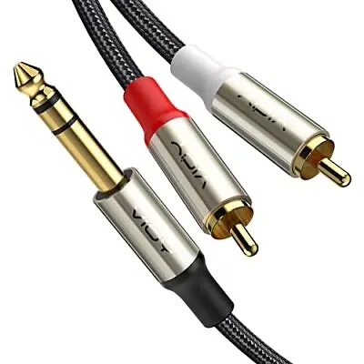 1/4 To Dual Rca Audio Cable Gold Plated Copper Shell Heavy Duty 6.35mm Quarter I