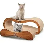 ScratchMe 2 in 1 Cat Scratcher Cardboard Lounge Bed, Cat Scratching Post with Catnip, Durable Board Pads Prevents Furniture Damage,Large