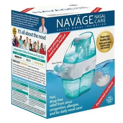 Navage Deluxe Bundle - Navage Nasal Irrigation System - Saline Nasal Rinse Kit with 1 Navage Nose Cleaner, 20 Salt Pods, Hunter Green Travel Bag and 1 Countertop Caddy