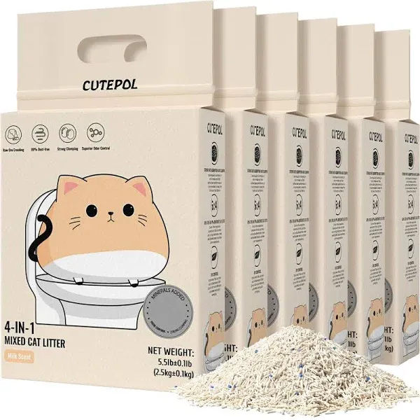 Cutepol Mixed 4-in-1 Clumping Cat Litter 11 lb, Odor Control and Rapid Clumping ...