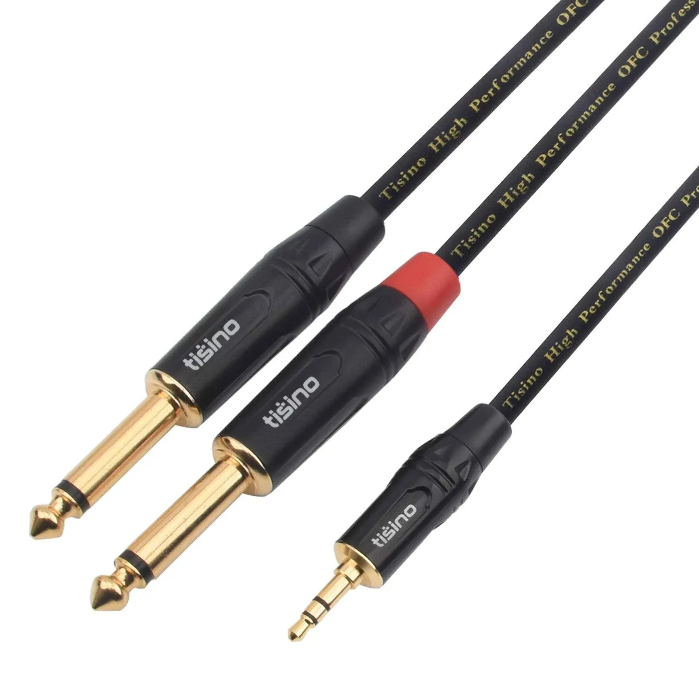 DISINO 1/8 Inch TRS Stereo to Dual 1/4 inch TS Mono Y-Splitter Cable 3.5mm Au...