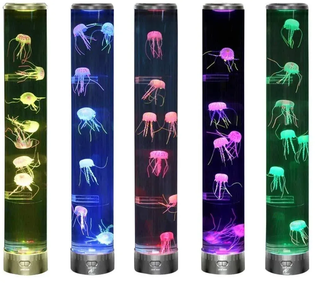 Lightahead LED Jellyfish Aqua Mood Lamp with 5 Color Changing Light Effects .The Ultimate Extra Large Sensory Synthetic Jelly Fish Tank Aquarium Mood Lamp. Ideal Gift