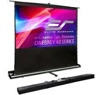 Elite Screens ezCinema Tab-Tension CineGrey 4D, 113-inch 16:9, Manual Floor Pull Up ISF Ceiling Ambient Light Rejecting, Portable Home Office Classroom Projector Screen with Carrying Bag, FT113UH-C4D