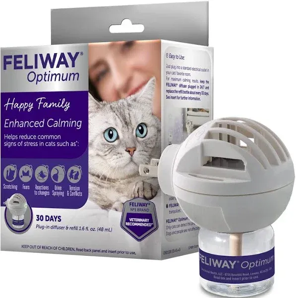 Feliway Optimum Enhanced Calming Pheromone 30 Day Cat Diffuser Refill