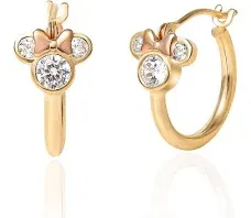 Disney Women's Minnie Mouse 14K Yellow Gold Small Hoop Earrings