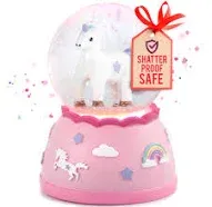  Mini Unicorn Snow Globe - Handpainted Figurine with Lights &amp; Shatterproof 