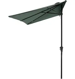 COBANA 7.5’by 4’Half Rectangular Outdoor Patio Umbrella for Patio, Balcony, Garden, Deck, Dark Green