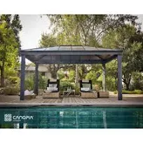 Dallas 14 ft. x 14 ft. Gray/Gray Opaque Outdoor Gazebo with Insulating and Sleek Roof Design