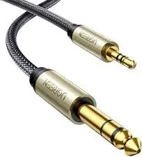 UGREEN 1/8 to 1/4 Stereo Cable 3.5mm TRS to 6.35mm Audio Cable Guitar to Aux Male Cord with Zinc Alloy Housing and Nylon Braid for Guitar