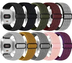 ShuYo 10 Pack Elastic Nylon Adjustable Wristband is Compatiable with Fitbit Versa/Versa 2/Versa Lite/Versa SE for Women Men,Soft Breathable Fabric