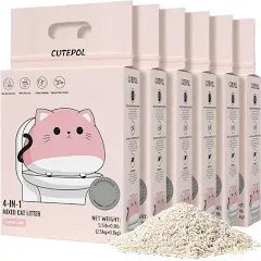 Cutepol Mixed 4-in-1 Clumping Cat Litter 11 lb, Odor Control and Rapid Clumping, Water Absorbent and Flushable, Dust-Free, Multi-Cat, Bentonite Tofu