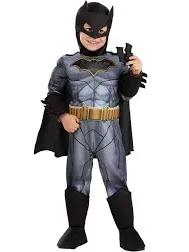 Toddlers Deluxe DC Comics Batman Costume, Black Superhero Suit, Cape & Mask for Superhero Parties & Halloween