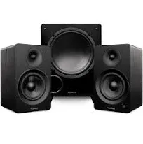 Fluance Ai61 Powered 6.5" Stereo Bookshelf Speakers and DB10 10" Low Frequency Ported Front Firing Powered Subwoofer with 15 Feet RCA Ultimate