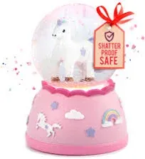 Miniature Unicorn Snow Globe - Handpainted Plastic Snow Mini Unicorn Snow Globe