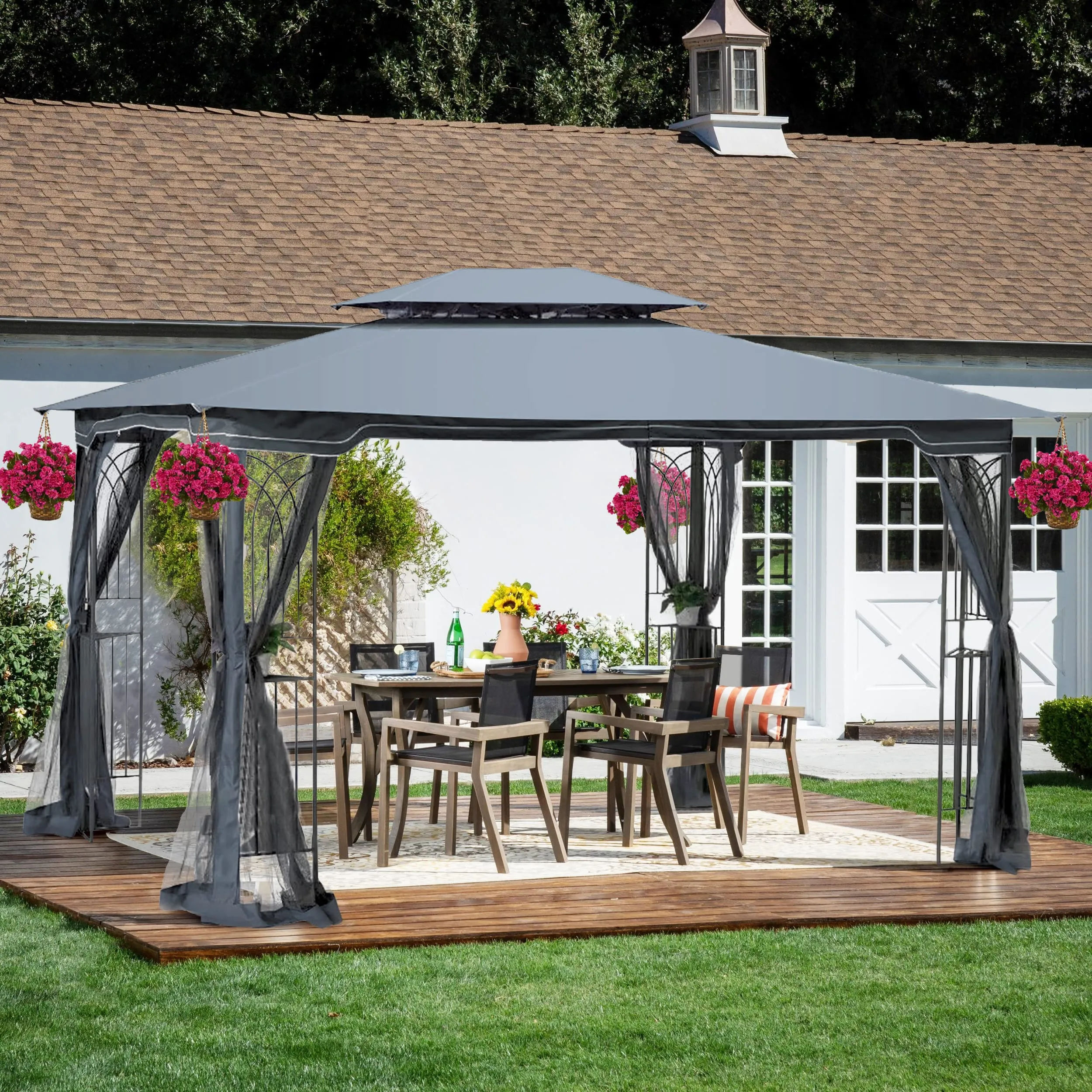 Outdoor Patio Gazebo Canopy Tent with Double Roof And Mosquito Net - Bed Bath & Beyond - 34448676