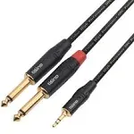 DISINO 1/8 Inch TRS Stereo to Dual 1/4 inch TS Mono Y-Splitter Cable 3.5mm Aux Mini Jack Stereo Breakout Cable Path Cords - 10 feet