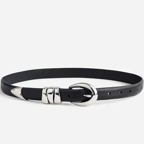 NWT Madewell black/silver triple metal keeper belt size Medium