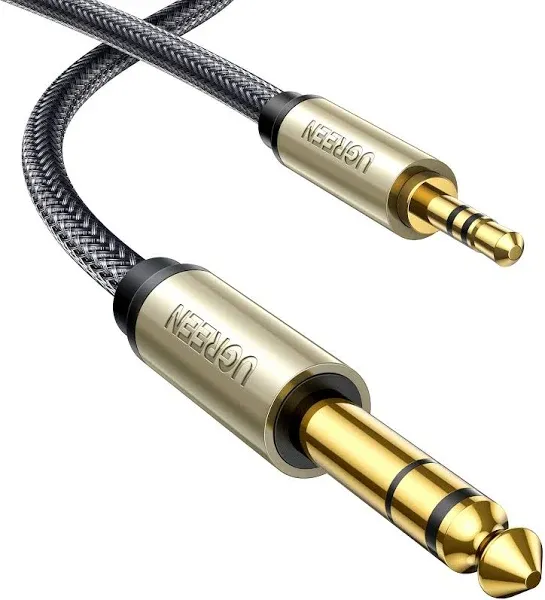 UGREEN 1/8 to 1/4 Stereo Cable 3.5mm TRS to 6.35mm Audio Cable Guitar to Aux Male Cord with Zinc Alloy Housing and Nylon Braid for Guitar