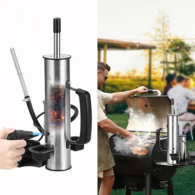 Smoke Tube for Pellet Smoker, Smoke Generator with Air Pump - Continuous Billowing Smoke, Hot or Cold Smoking, for Any Grill or Smoker, Automatic Grill Accessories to Provide Smoking