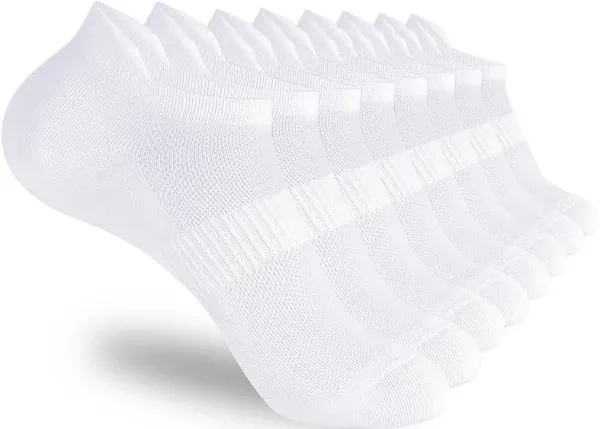 Corlap 8 Pairs Ankle Athletic Running Socks White Soft Thin Low Cut Short Tab Socks for Men and Women