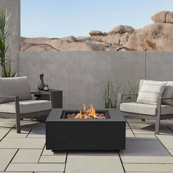 Real Flame Aegean 36" Square Propane Fire Table Mist Gray