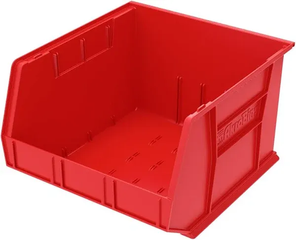 Akro-Mils 30270 AkroBins Plastic Hanging Stackable Storage Organizer Bin, 18-Inch x 16-Inch x 11-Inch, Red, 3-Pack