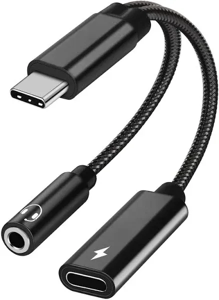 2 in 1 USB C to 3.5mm Headphone and Charger Adapter