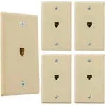 Newhouse Hardware 1-Port Telephone Jack Wall Plate, 6P4C, for RJ11 telephone cables, Single Gang, 5-Pack, White (PHP-WH-05)