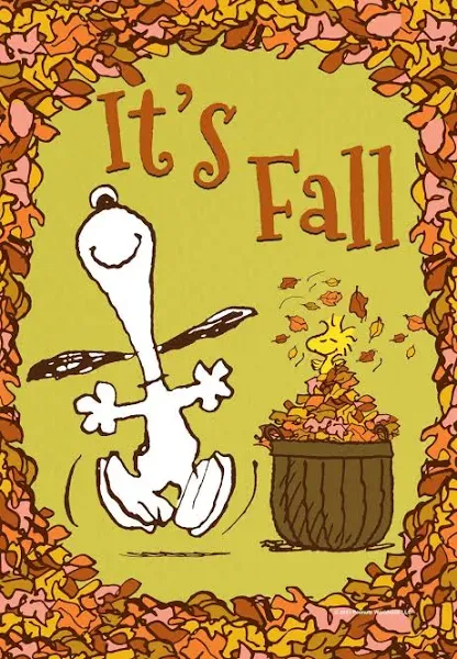 Peanuts Snoopy and Woodstock It's Fall Garden Flag