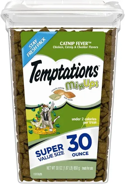 Temptations MixUps Catnip Fever Flavor Crunchy and Soft Cat Treats, 30 oz.