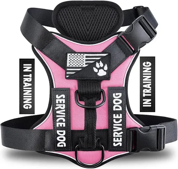 Demigreat Service Dog Harness, Reflective Dog Vest Harness with 5 Pcs Patches, Adjustable Soft Oxford Pet Harness, Inner Layer Mesh, Easy to Control