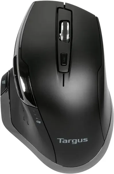 Targus Antimicrobial Ergo Wireless Mouse - BlueTrace - Wireless - Radio Frequency - 2.40 GHz - Black - USB Type A - 1600 dpi - Scroll Wheel, Thumbwheel - 7 Button(s) - Right-handed Only - AMW584GL