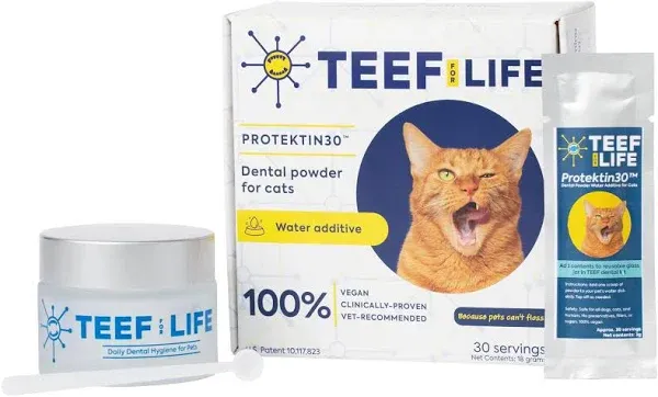 TEEF! Protektin30 Powder Water Additive Dental Kit for Cats, 30 Servings