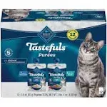 Blue Buffalo Tastefuls Purees Natural Wet Cat Food Complement Pouches Chicken & Tuna 12 Count / 3 oz