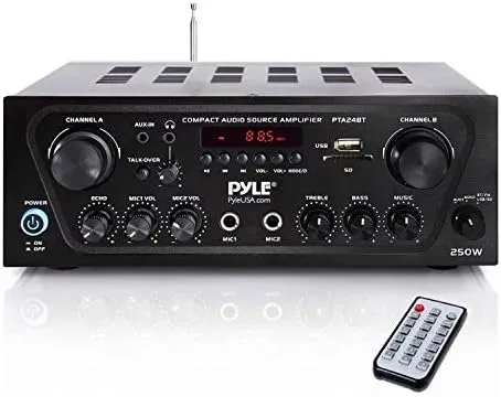 Pyle PTA24BT Bluetooth Home Audio 250 Watt 2 Channel Amplifier Stereo Receiver