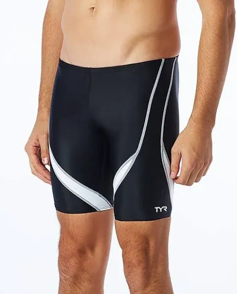 TYR Men's Alliance Splice Swim Jammer Black/Orange / 36