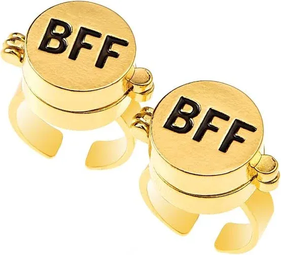 2 Pack BFF Rings Cute Best Friendship Rings for Teen Girls Women