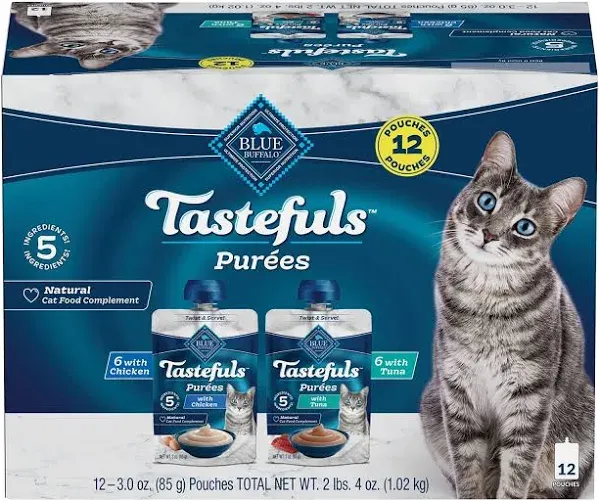 Blue Buffalo Tastefuls Purees Chicken &tuna Variety Pack Adult Cat Food